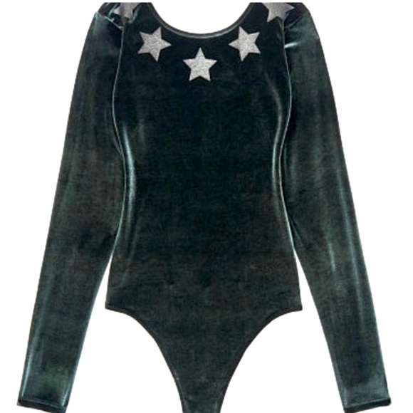 New-Victoria’s Secret velvety stars glittery veleour Bodysuit teddy SM - Picture 2 of 4